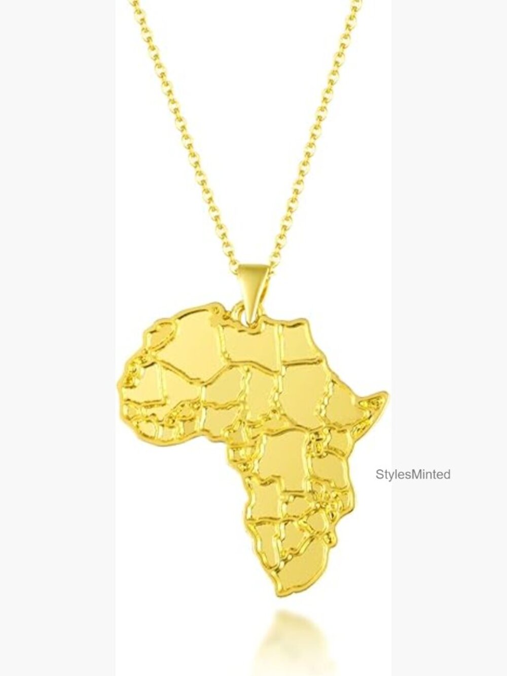 Africa Map Pendant Necklace 18" Chain Minimalist Continent Outline